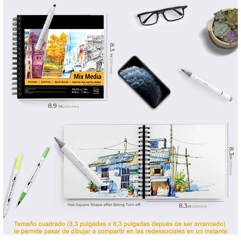 OHUHU BLOCK MIXMEDIA TE CNICAS SECAS&HUMEDAS 22*21CM 62H 200G - 3