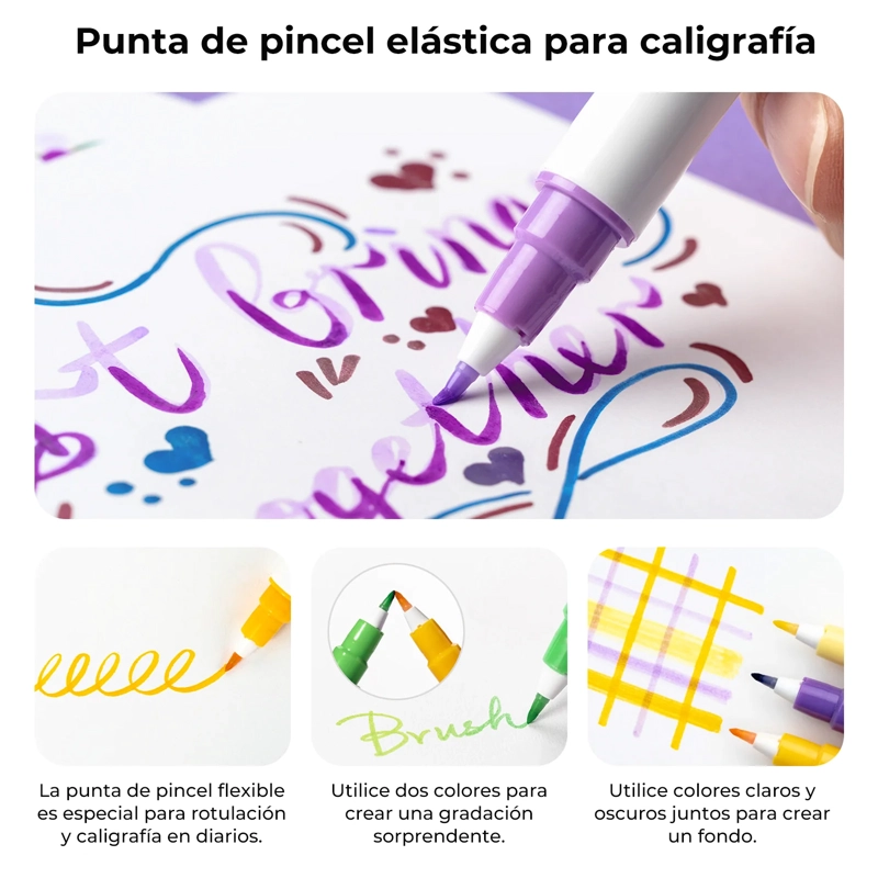 OHUHU 24 MARCADORES BASE DE AGUA PUNTAS PINCEL & PUNTOS - 6