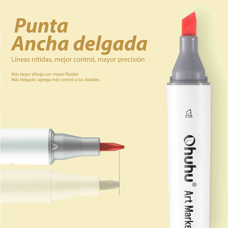 OHUHU 24 MARCADORES ALCOHOL TONOS PIEL FINA&BISELADA DELGADA - 3