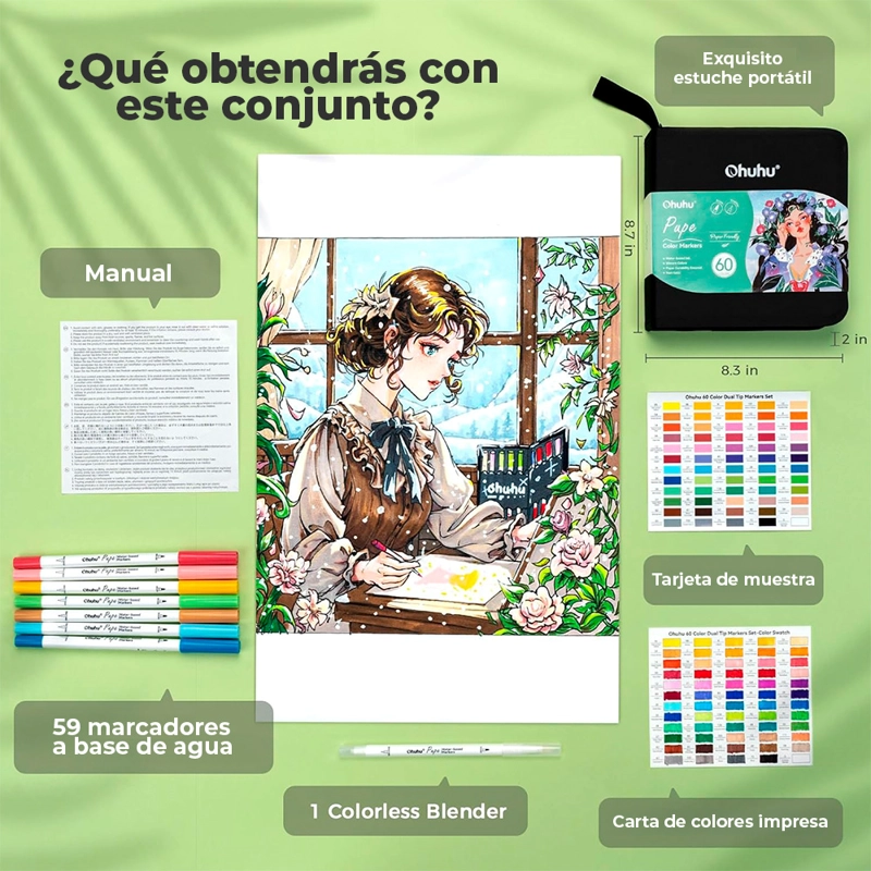 OHUHU 60 MARCADORES AGUA PUPE PAPERFRIENDLY PINCEL TIRALINEA - 5