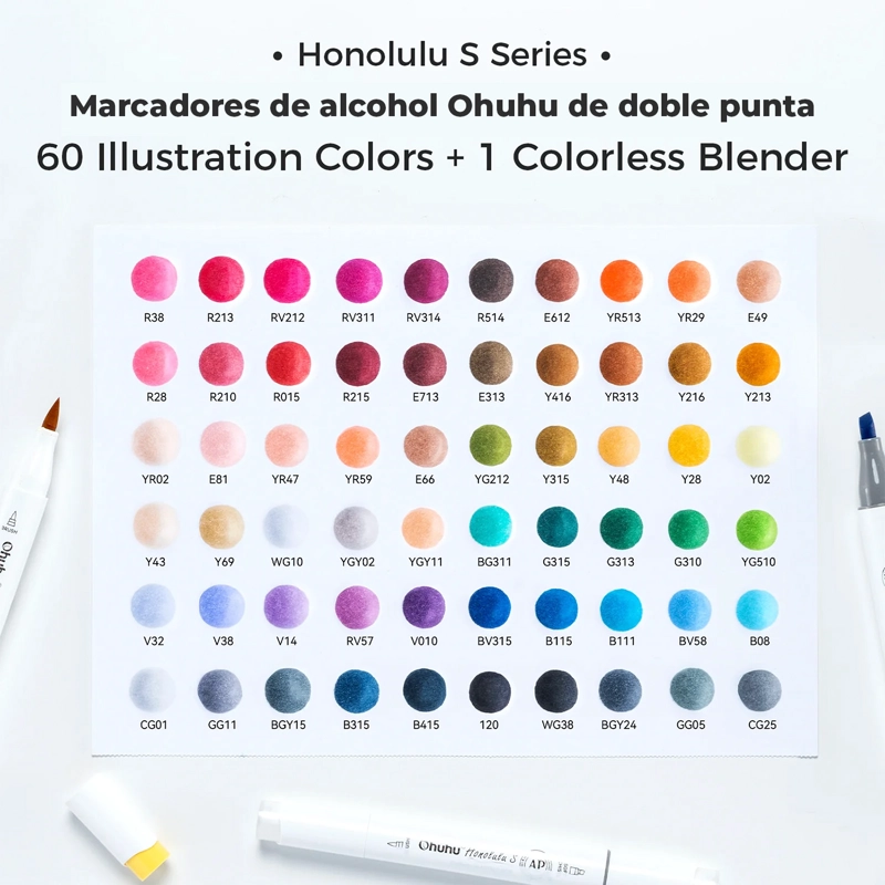OHUHU 60 MARCADORES ALCOHOL HONOLULU S PINCEL&BISELADASUAVE - 3