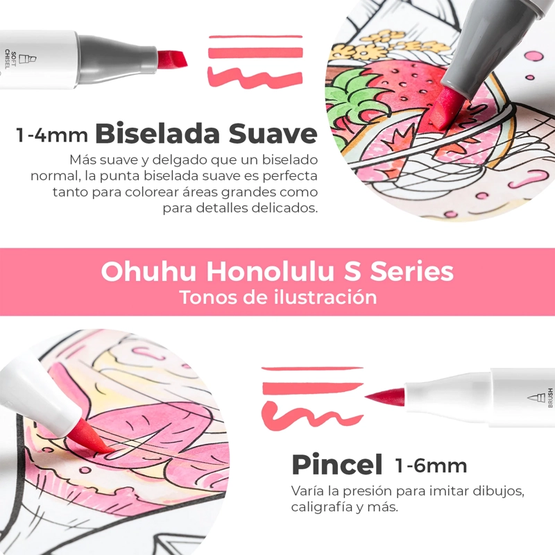 OHUHU 60 MARCADORES ALCOHOL HONOLULU S PINCEL&BISELADASUAVE - 4