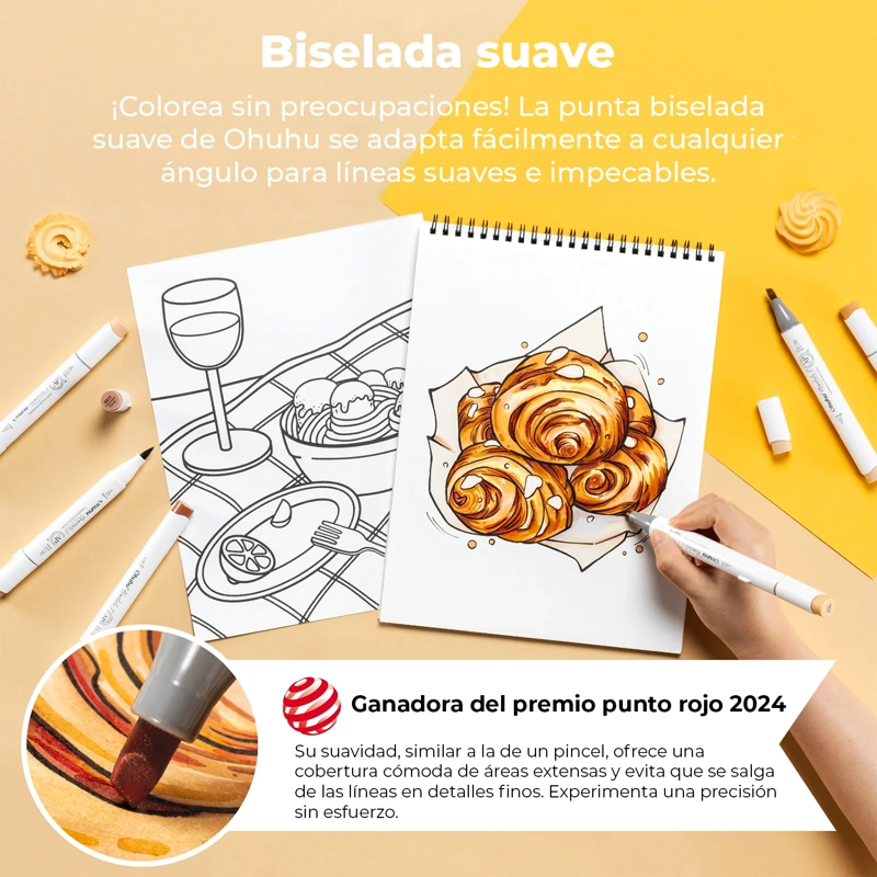 OHUHU 24 MARCADORES PIEL HONOLULU S PINCEL & BISELADA SUAVE - 5