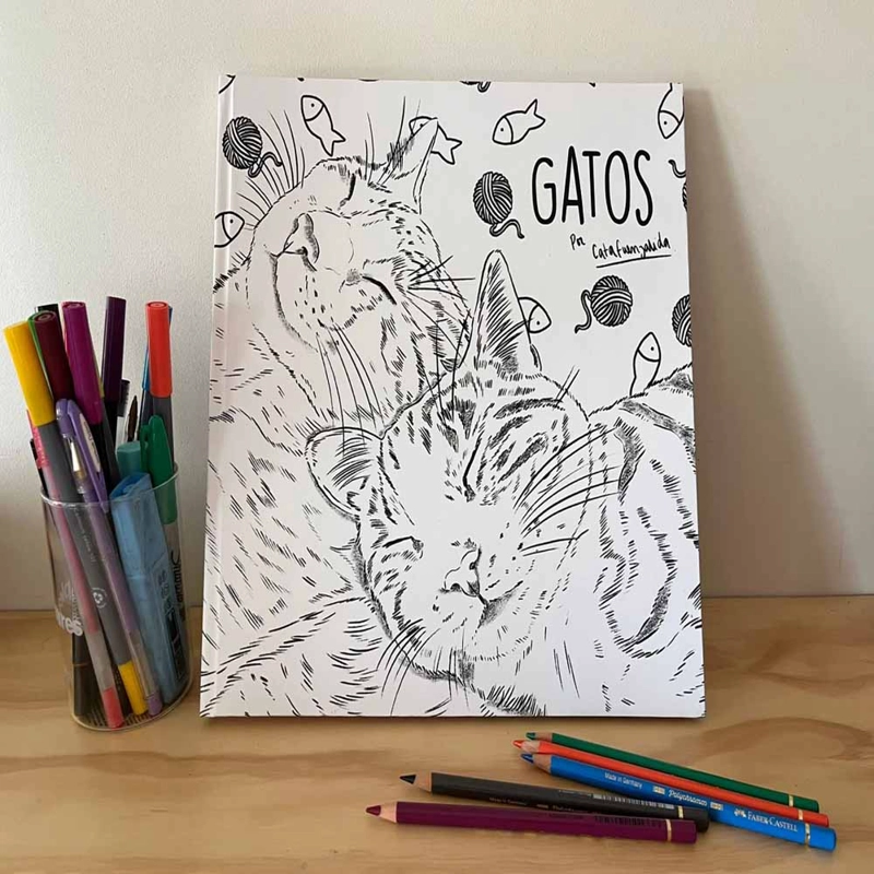 LIBRO PARA COLOREAR GATOS POR CATA FUENZALIDA - 3