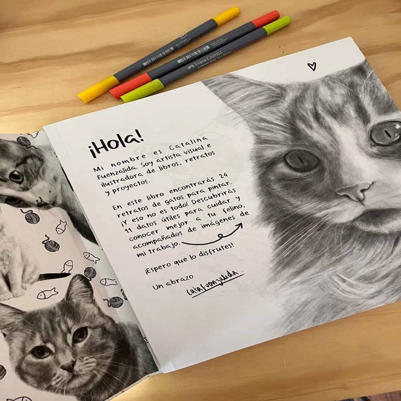 LIBRO PARA COLOREAR GATOS POR CATA FUENZALIDA - 4