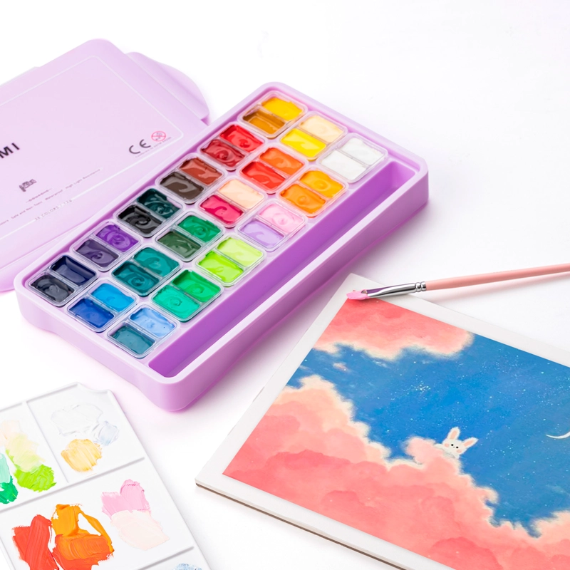 HIMI SET GOUACHE 36 COLORES TWIN CUP 12G + 3 PINCELES MORADO - 4