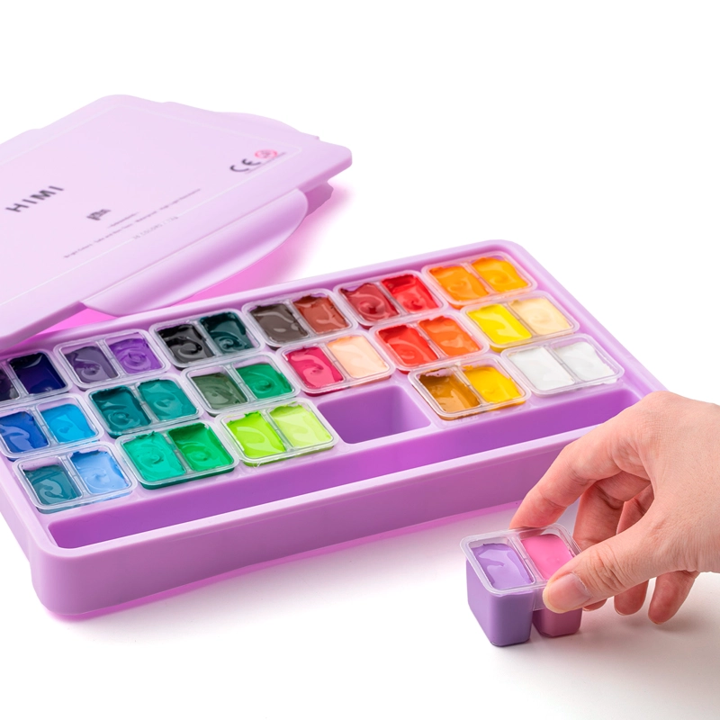 HIMI SET GOUACHE 36 COLORES TWIN CUP 12G + 3 PINCELES MORADO - 5