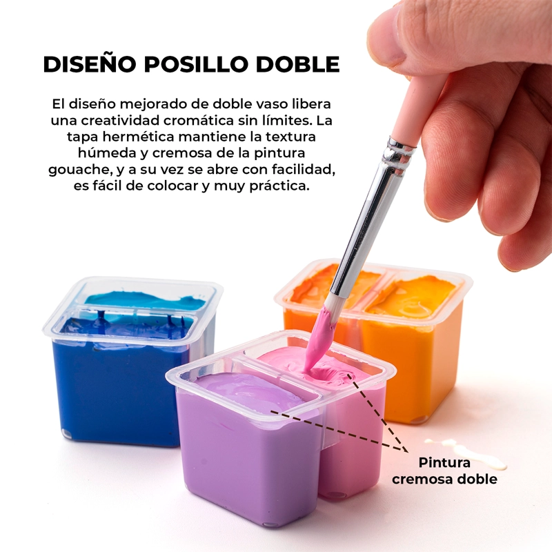 HIMI SET GOUACHE 36 COLORES TWIN CUP 12G + 3 PINCELES MORADO - 6