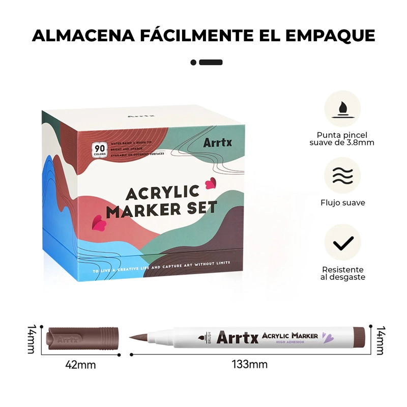 ARRTX 90 MARCADORES ACRILICOS PUNTA PINCEL 90A - 4