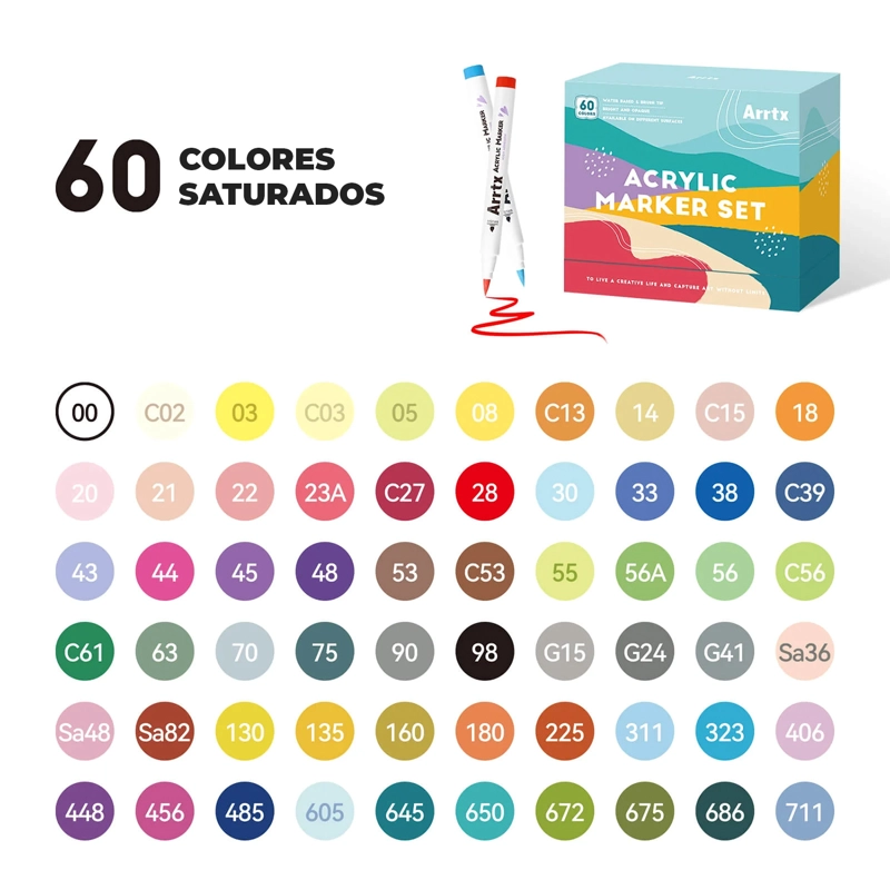 ARRTX 60 MARCADORES ACRILICOS PUNTA PINCEL 60C - PAISAJES - 3