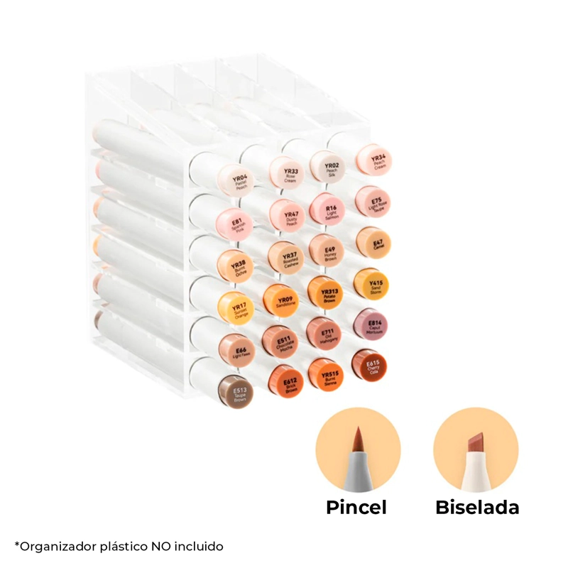 OHUHU 24 MARCADORES ALCOHOL TONOS PIEL PINCEL & BISELADA - 3