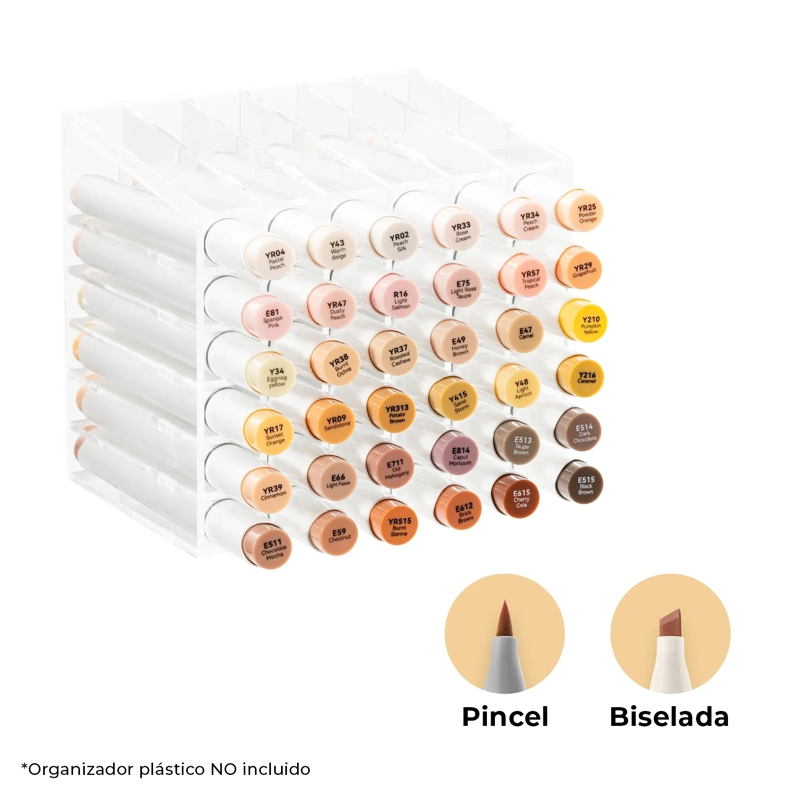 OHUHU 36 MARCADORES ALCOHOL TONOS PIEL PINCEL & BISELADA - 1