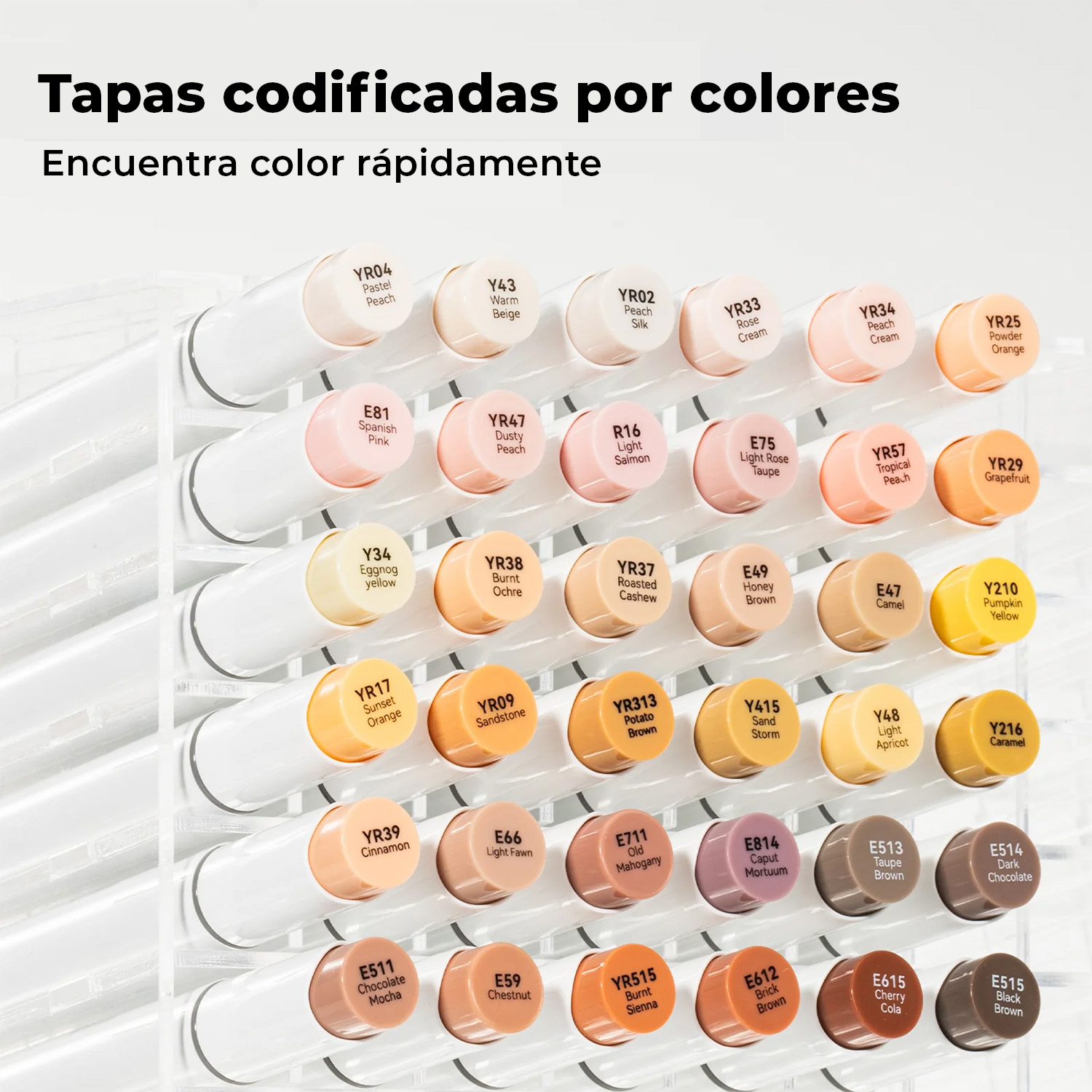 OHUHU 36 MARCADORES ALCOHOL TONOS PIEL PINCEL & BISELADA - 4