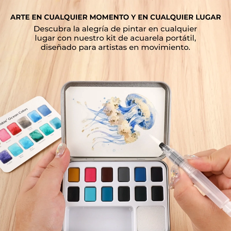 GRABIE SET ACUARELA DE BOLSILLO + PINCEL 12 COLORES OCE ANO - 4