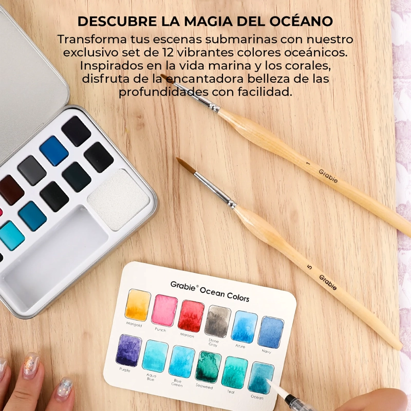 GRABIE SET ACUARELA DE BOLSILLO + PINCEL 12 COLORES OCE ANO - 6