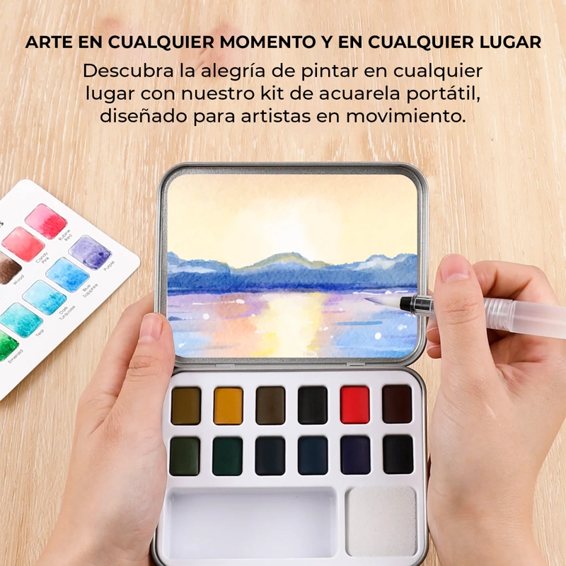 GRABIE SET ACUARELA BOLSILLO + PINCEL 12 COLORES DE PAISAJES - 6