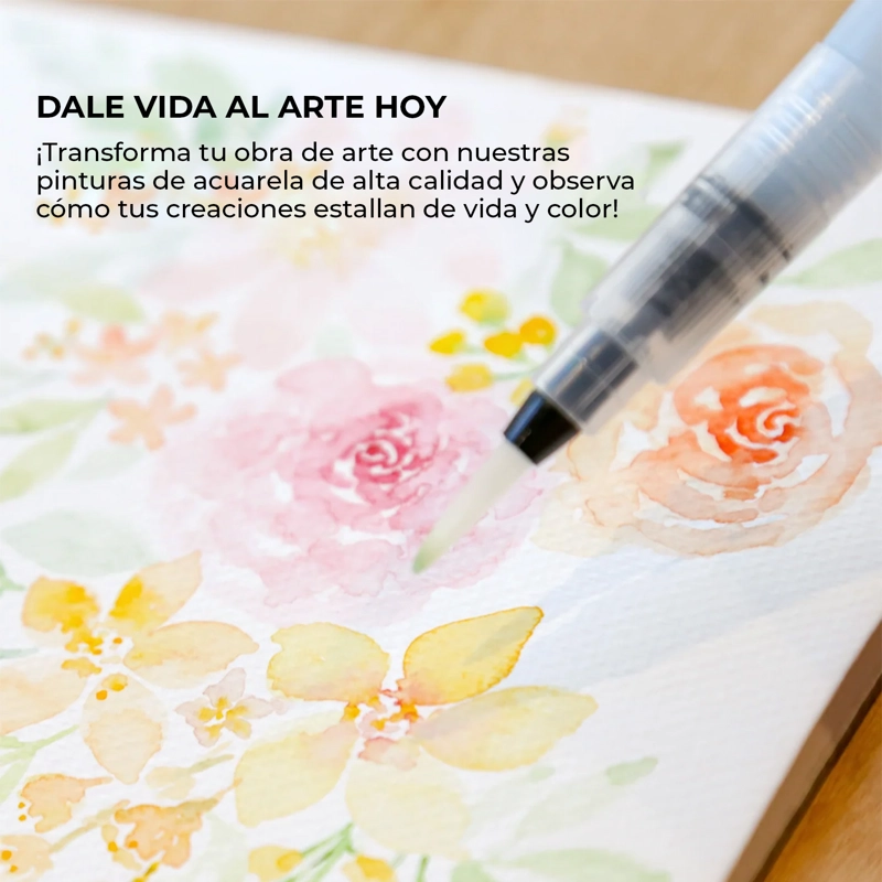 GRABIE SET ACUARELA DE BOLSILLO + PINCEL 12 COLORES FLORALES - 6