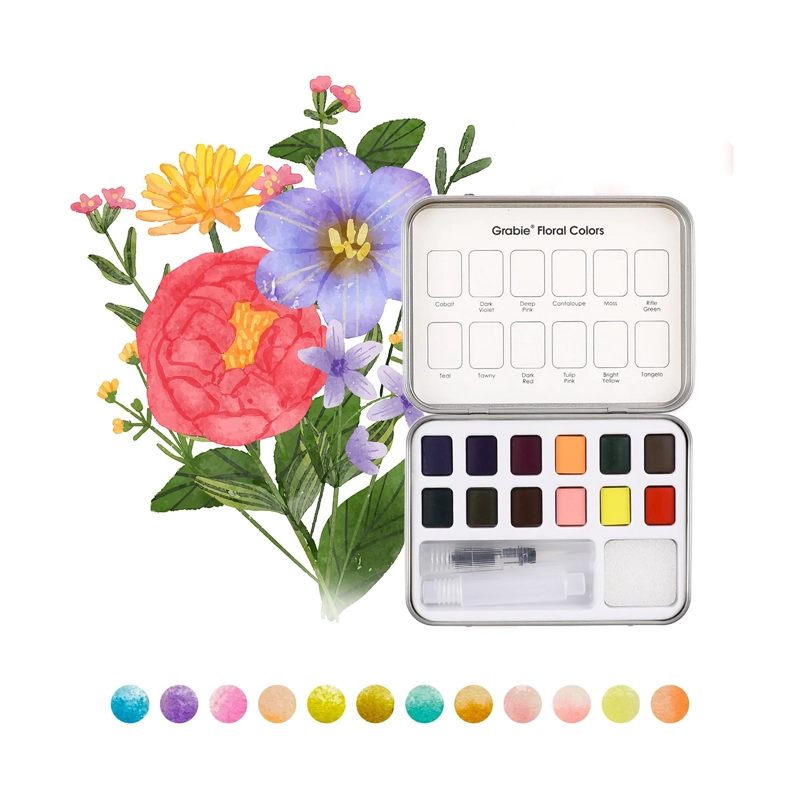 GRABIE CLUB BOX: KIT DE ACUARELA + LIBRO DE TEMATICA FLORAL - 2