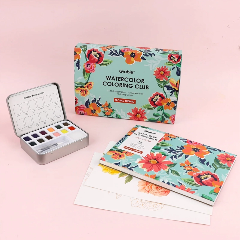 GRABIE CLUB BOX: KIT DE ACUARELA + LIBRO DE TEMATICA FLORAL - 8
