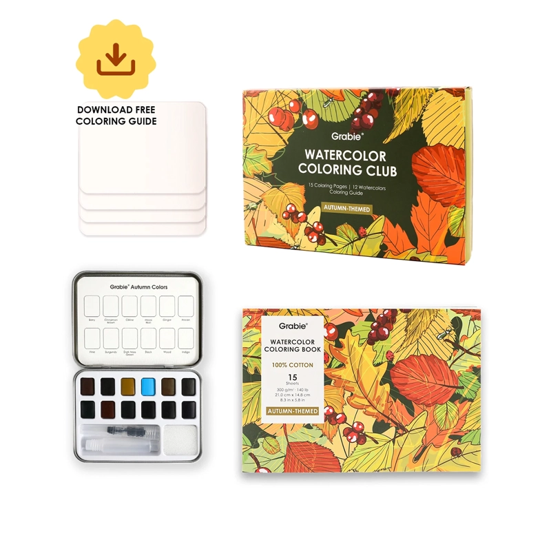 GRABIE CLUB BOX: KIT DE ACUARELA + LIBRO DE TEMATICA OTONO