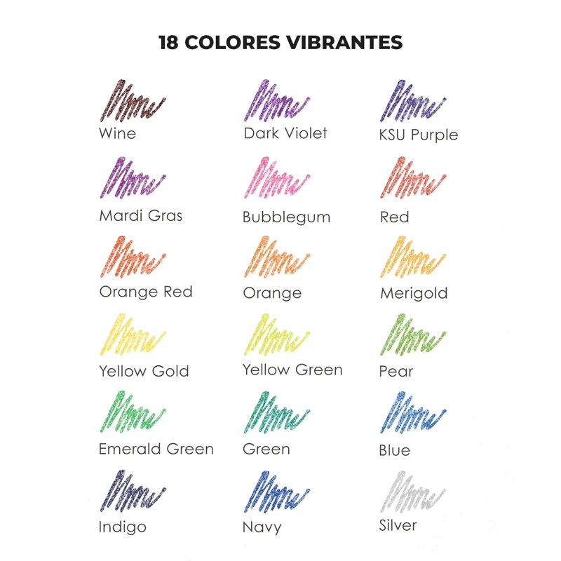 GRABIE BOLIGRAFOS JUMBO TINTA DE GEL CON GLITTER 18 COLORES - 3