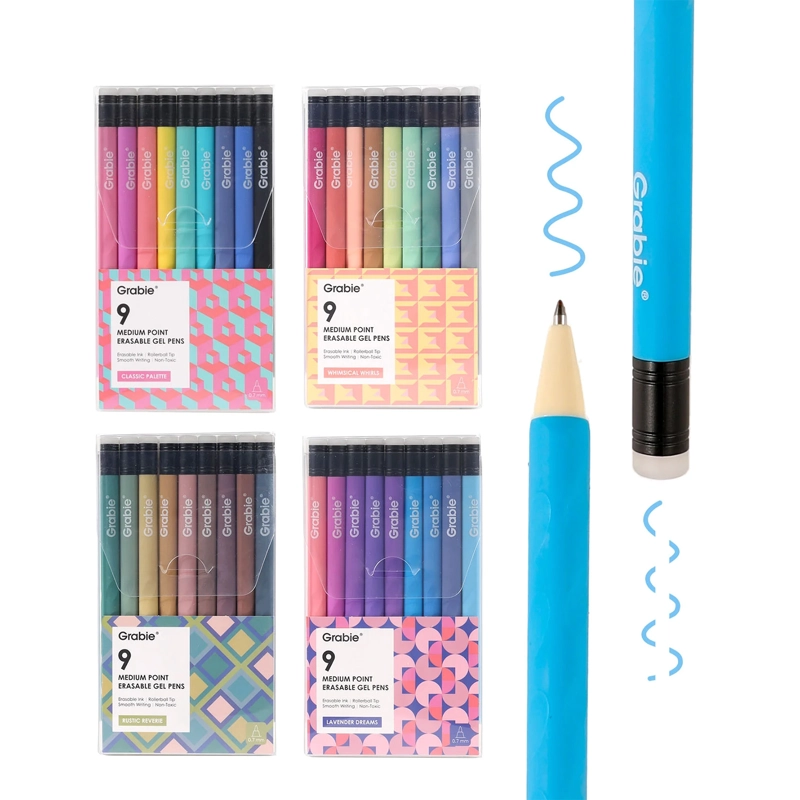 GRABIE SET DE 9 BOLIGRAFOS DE GEL BORRABLES TONOS PASTEL - 7