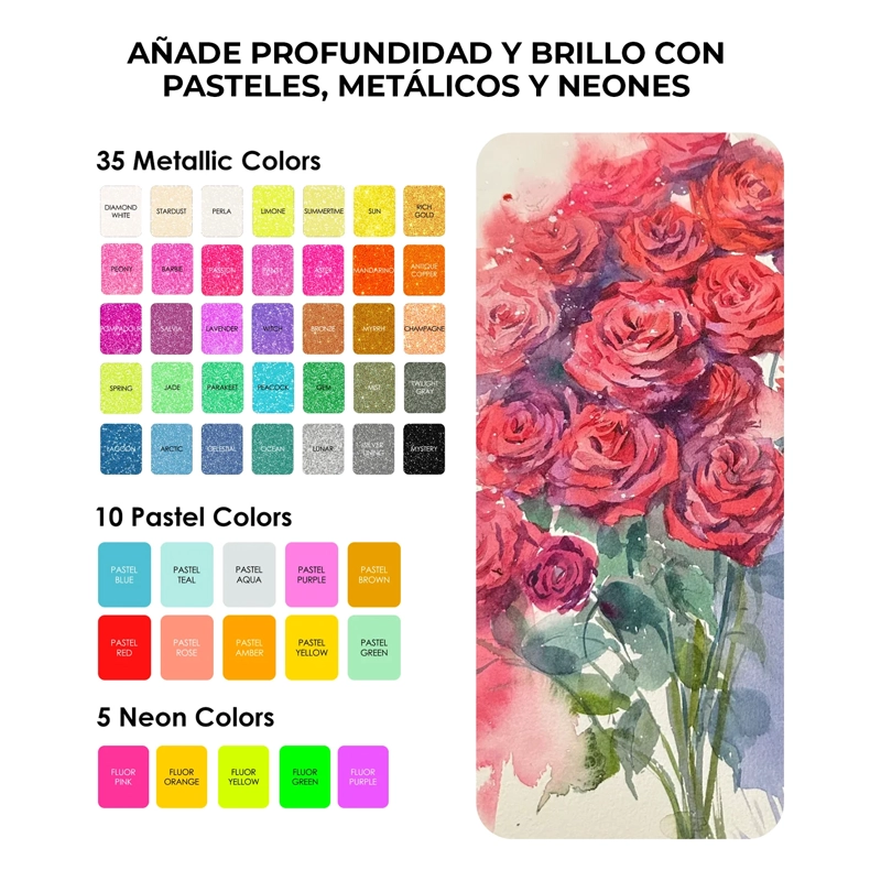 GRABIE SET DE ACUARELAS PREMIUM TODO EN UNO 100 COLORES - 4