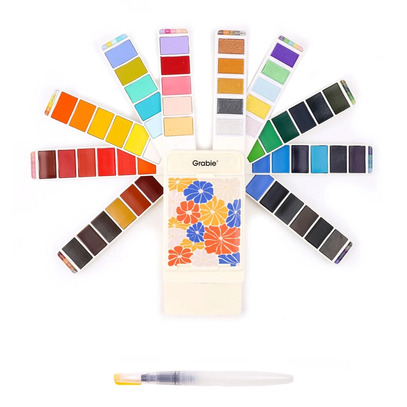 GRABIE SET DE ACUARELA PLEGABLE DE 56 COLORES CON PINCEL - 1