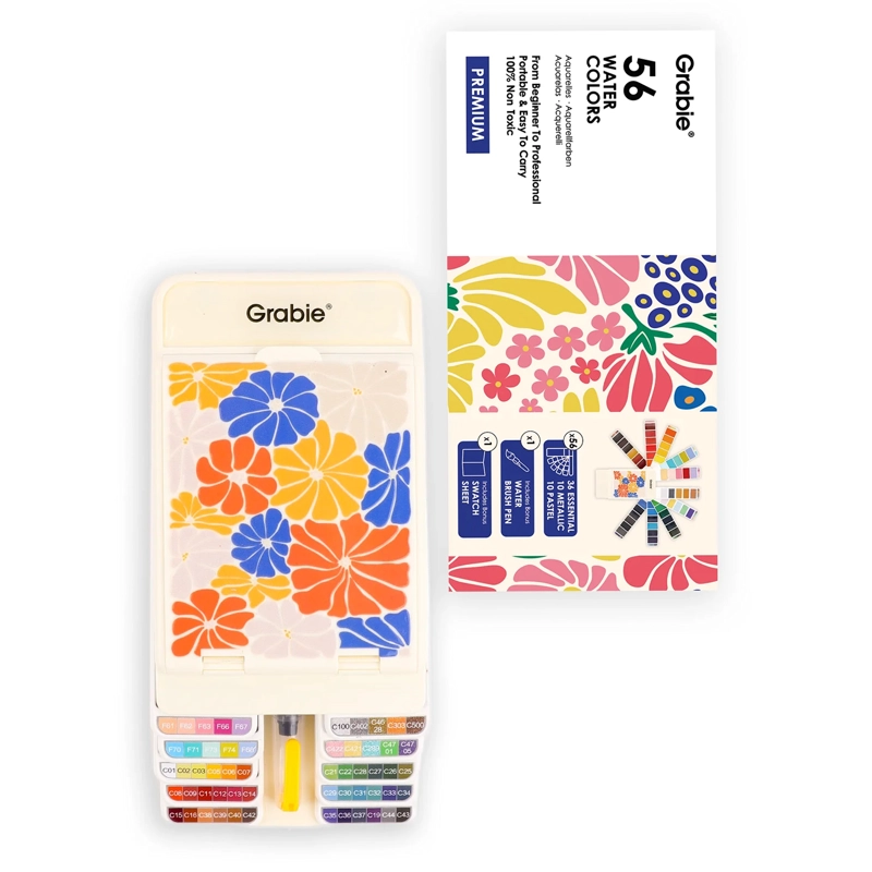 GRABIE SET DE ACUARELA PLEGABLE DE 56 COLORES CON PINCEL - 2