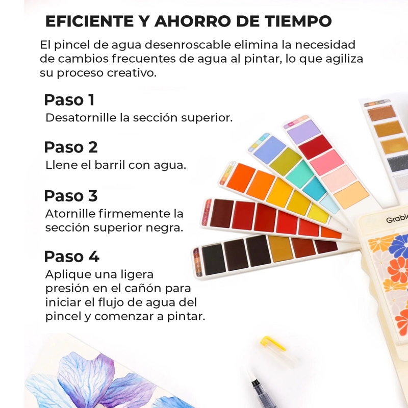 GRABIE SET DE ACUARELA PLEGABLE DE 56 COLORES CON PINCEL - 7