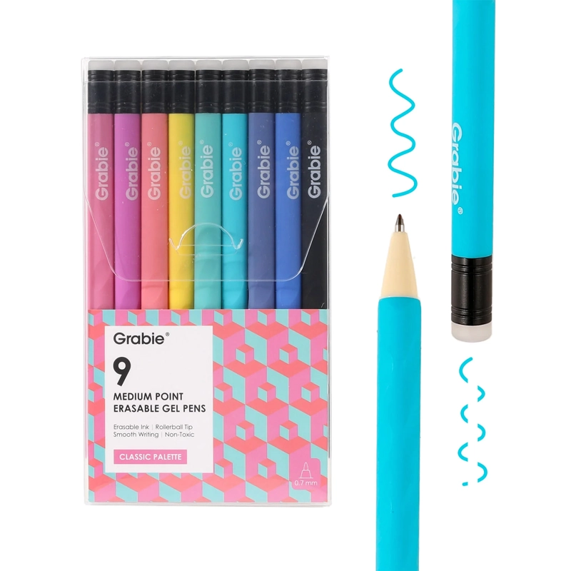 GRABIE SET DE 9 BOLIGRAFOS DE GEL BORRABLES TONOS CLASICOS - 1