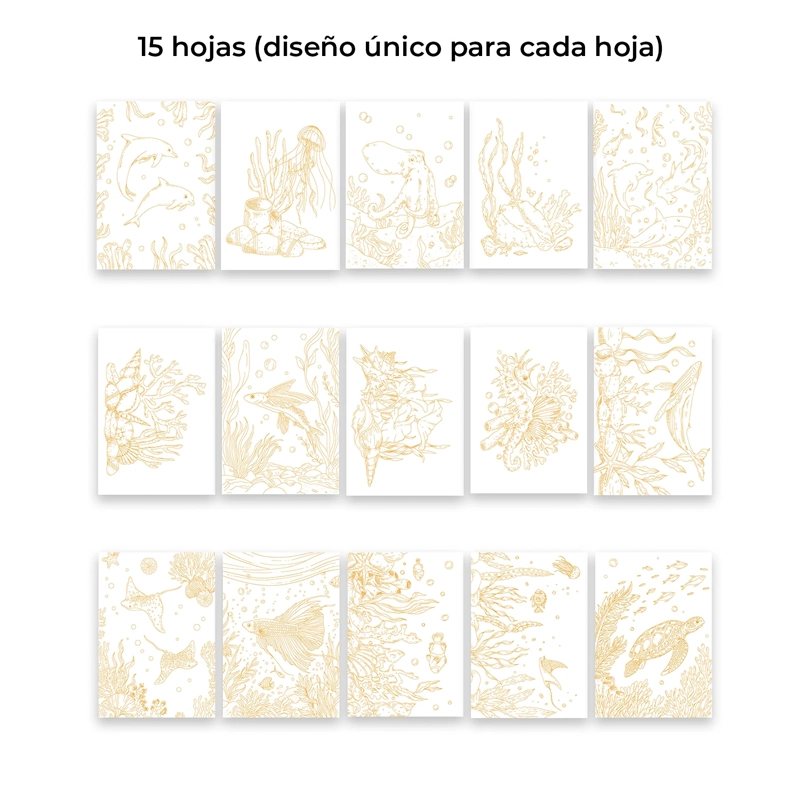 LIBRO ACUARELA COLOREAR 100% ALGODON 15 HOJAS A5 300G OCEANO - 3