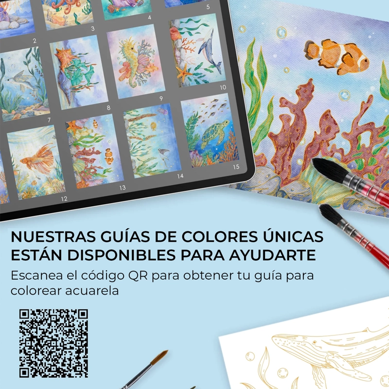 LIBRO ACUARELA COLOREAR 100% ALGODON 15 HOJAS A5 300G OCEANO - 6