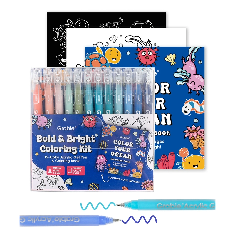 KIT BOLD & BRIGHT 12 BOLIGRAFOS + BLOC COLORES OCEANICOS - 1