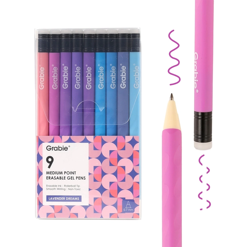 GRABIE SET 9 BOLIGRAFOS DE GEL BORRABLE TONOS AZUL-VIOLETA - 1