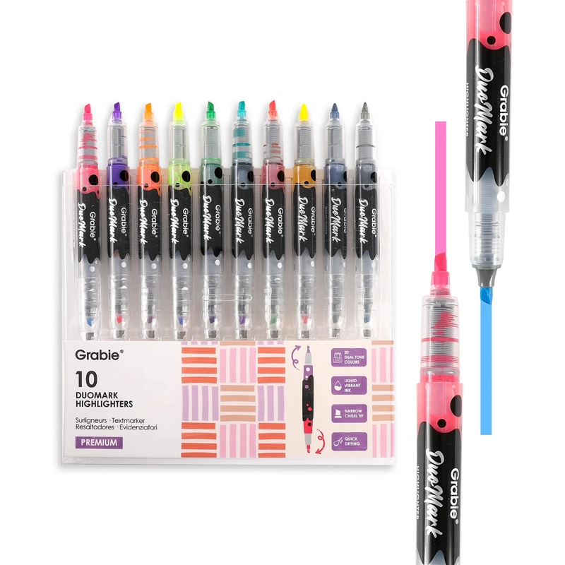 GRABIE SET DE 10 DESTACADORES DUOMARK 2 EN 1, 20 COLORES - 1