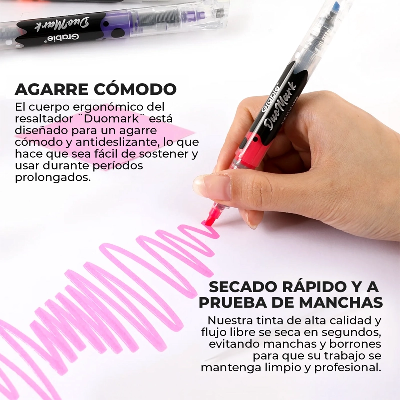 GRABIE SET DE 10 DESTACADORES DUOMARK 2 EN 1, 20 COLORES - 3