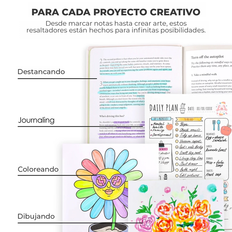 GRABIE SET DE 10 DESTACADORES DUOMARK 2 EN 1, 20 COLORES - 6