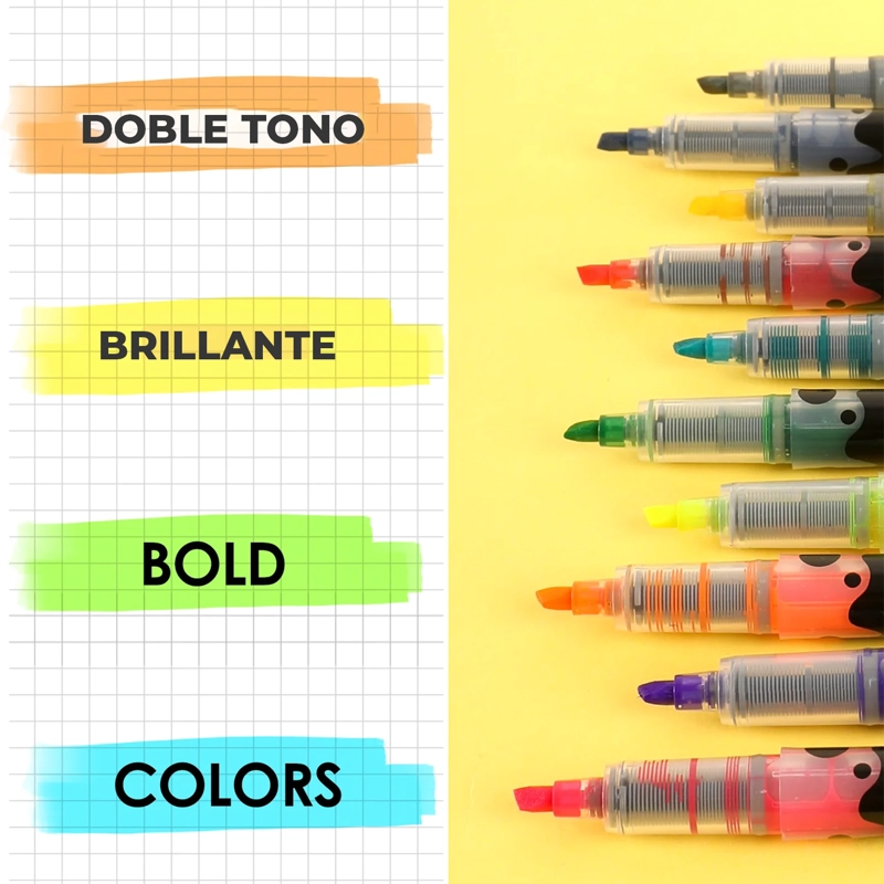 GRABIE SET DE 10 DESTACADORES DUOMARK 2 EN 1, 20 COLORES - 7