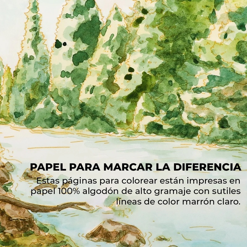 LIBRO ACUARELA COLOREAR 100% ALGODON 15 HOJAS A5 300G BOSQUE - 4