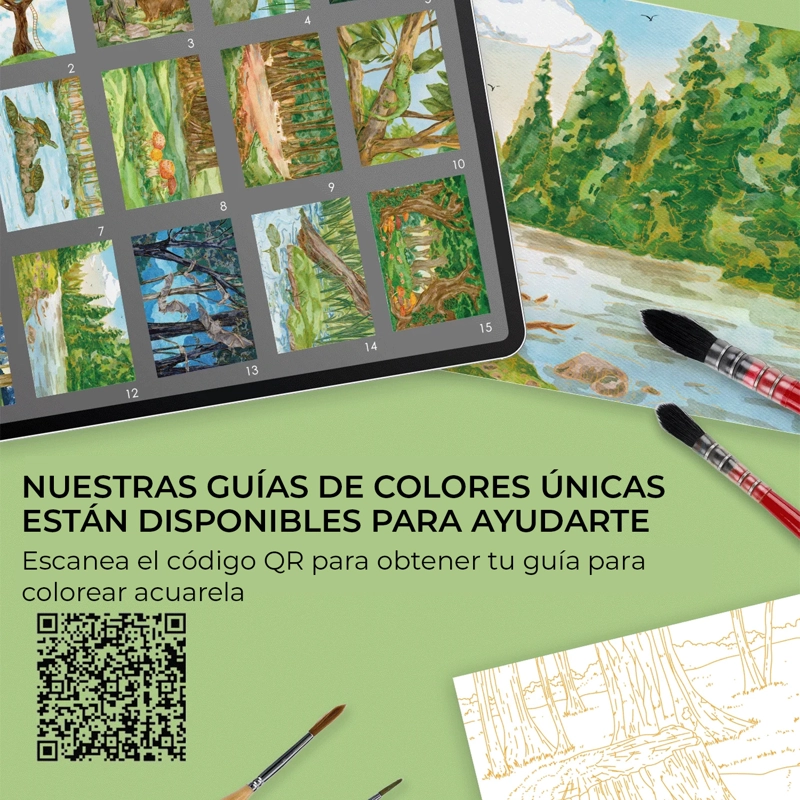 LIBRO ACUARELA COLOREAR 100% ALGODON 15 HOJAS A5 300G BOSQUE - 5