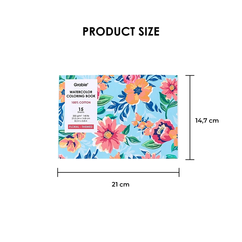 LIBRO ACUARELA COLOREAR 100% ALGODON 15 HOJAS A5 300G FLORAL - 2