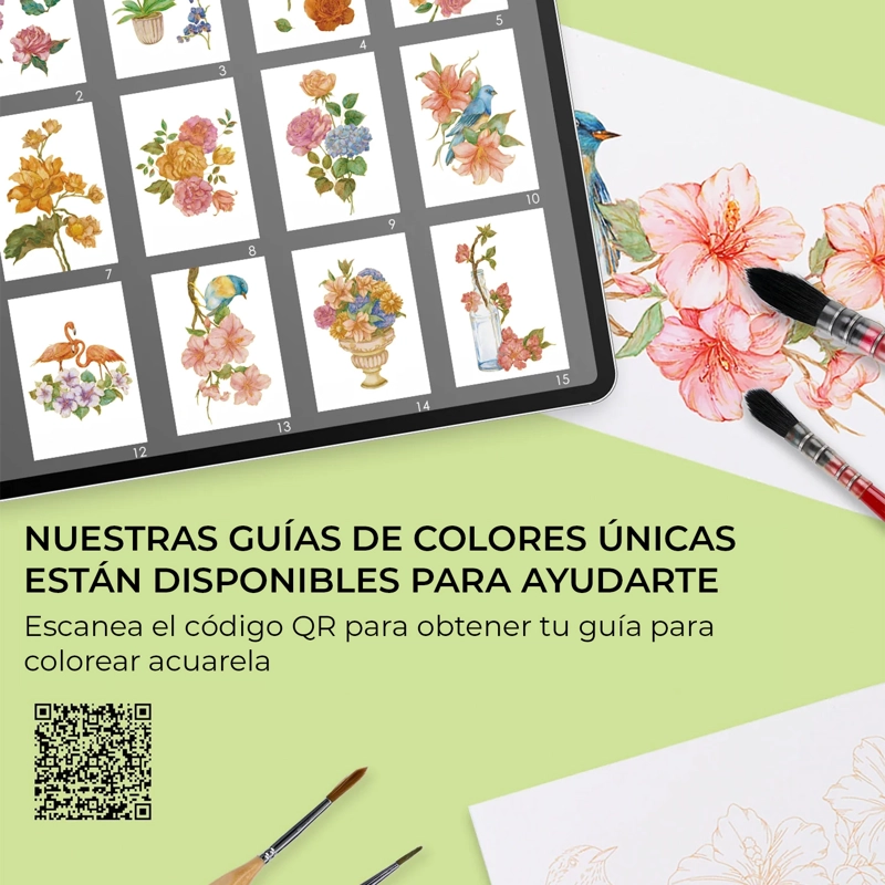 LIBRO ACUARELA COLOREAR 100% ALGODON 15 HOJAS A5 300G FLORAL - 5