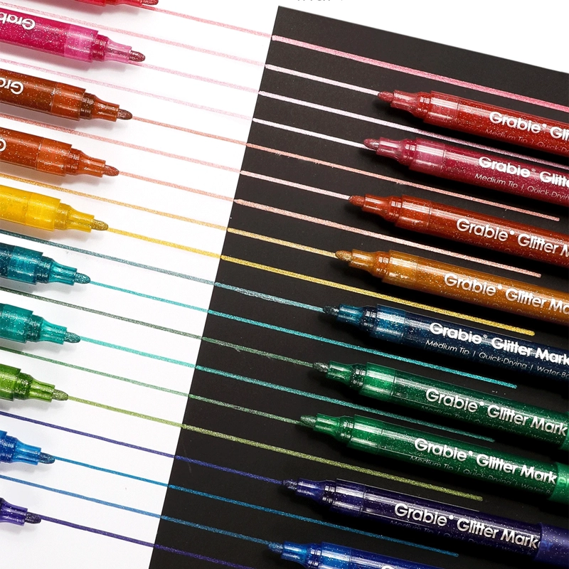 GRABIE 24 MARCADORES ACRILICOS JUMBO CON GLITTER PUNTA 3MM - 8