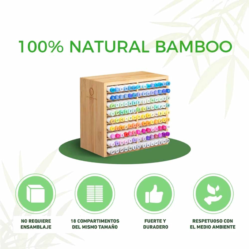 OHUHU ORGANIZADOR DE MARCADORES DE BAMBU PARA 126 UNIDADES - 4