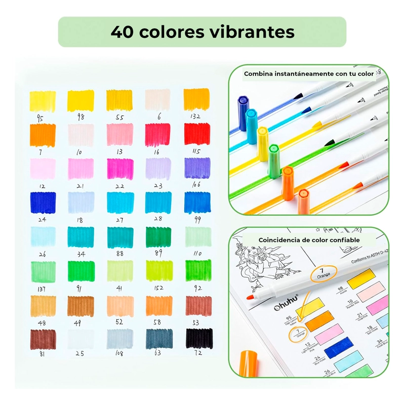 OHUHU 40 MARCADORES PAPERFRIENDLY +LIBRO DE COLOREAR 30HOJAS - 2