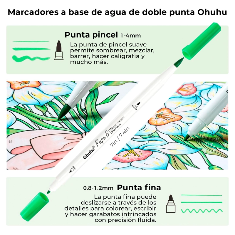 OHUHU 40 MARCADORES PAPERFRIENDLY +LIBRO DE COLOREAR 30HOJAS - 4
