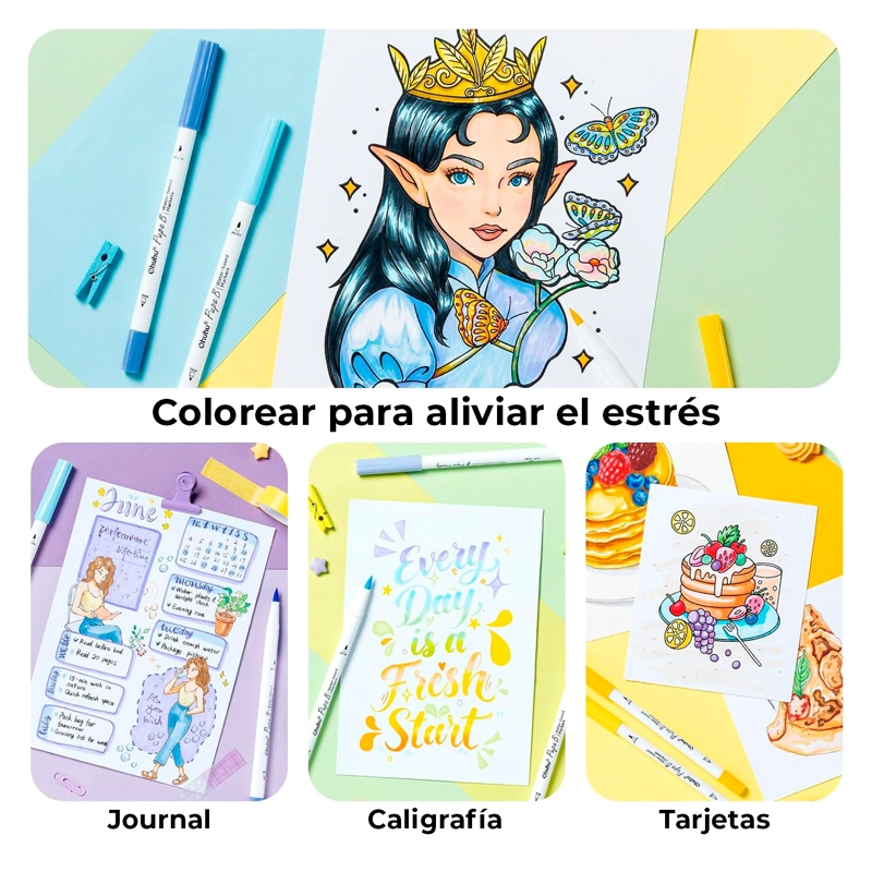 OHUHU 40 MARCADORES PAPERFRIENDLY +LIBRO DE COLOREAR 30HOJAS - 7