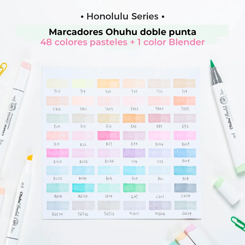 OHUHU 48 MARCADORES ALCOHOL PASTEL SWEETNESS PINCEL&BISELADA - 2