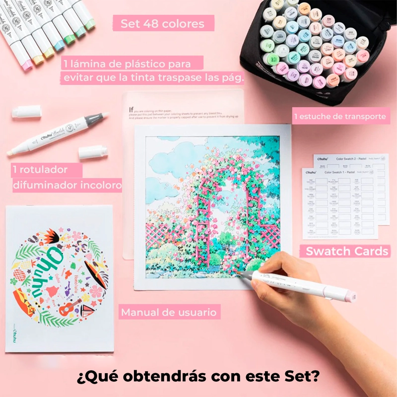OHUHU 48 MARCADORES ALCOHOL PASTEL SWEETNESS PINCEL&BISELADA - 9